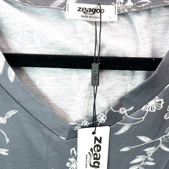 Zeagoo Women’s Floral Top with Ruffle Sleeves – Size L – New with Tags - Picture 4 of 8